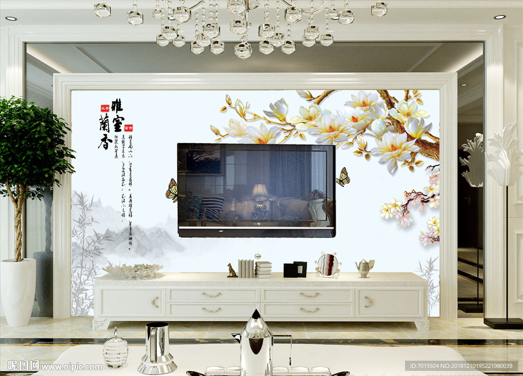 背景墙 壁画 装饰画 雅舍兰香