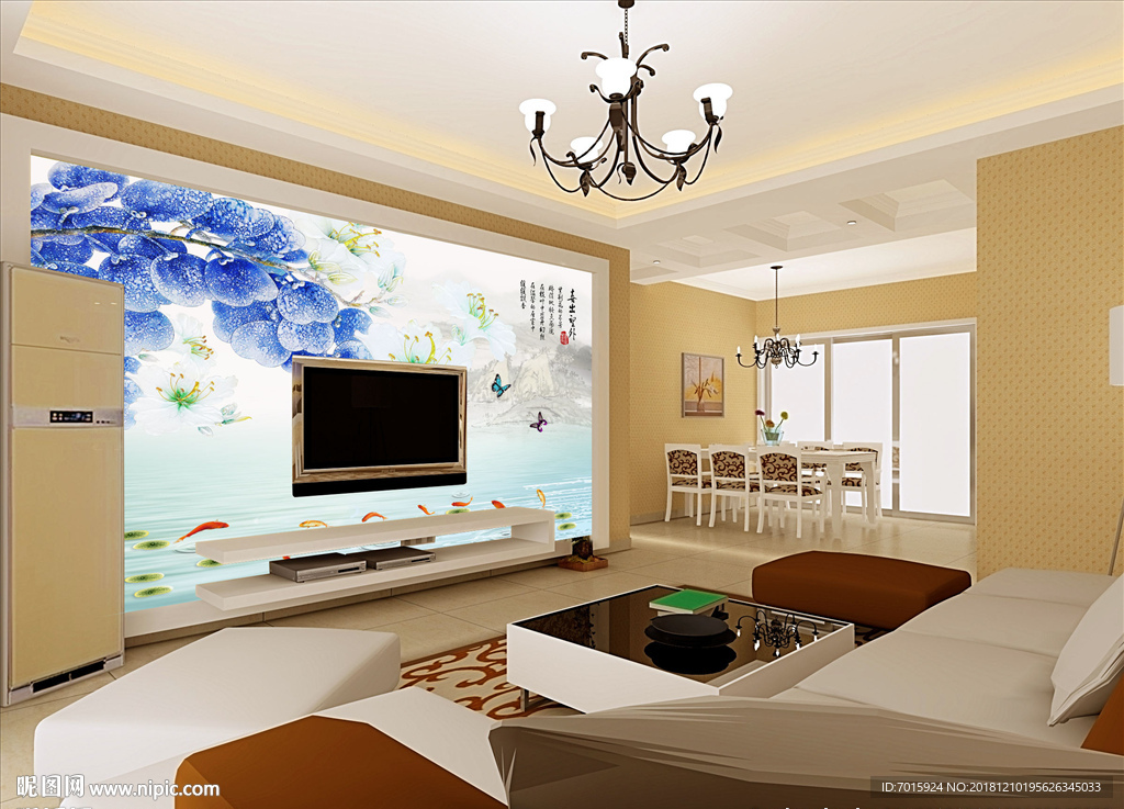 紫金花 家和富贵 玄关背景墙