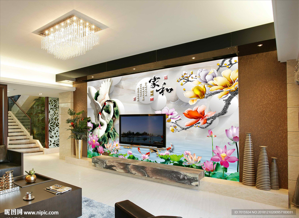 客厅电视墙 客厅墙 客厅壁画