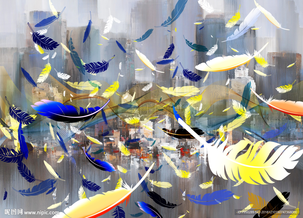 现代简约羽毛背景墙