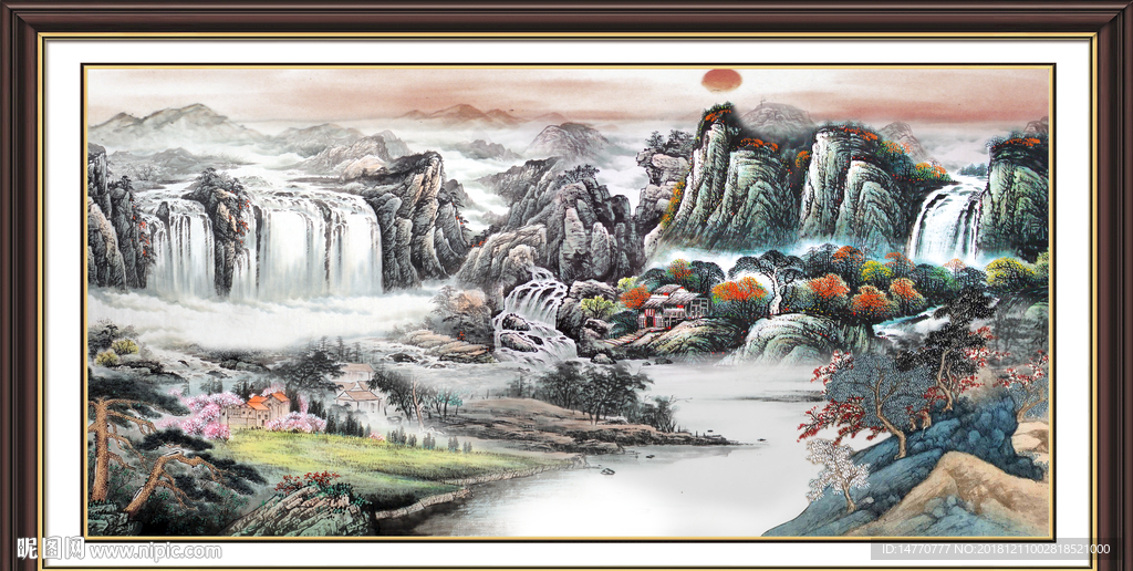 人间仙境 风景画 国画 聚宝盆