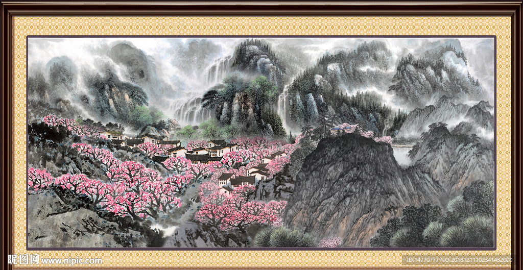 人间仙境 风景画 国画 聚宝盆