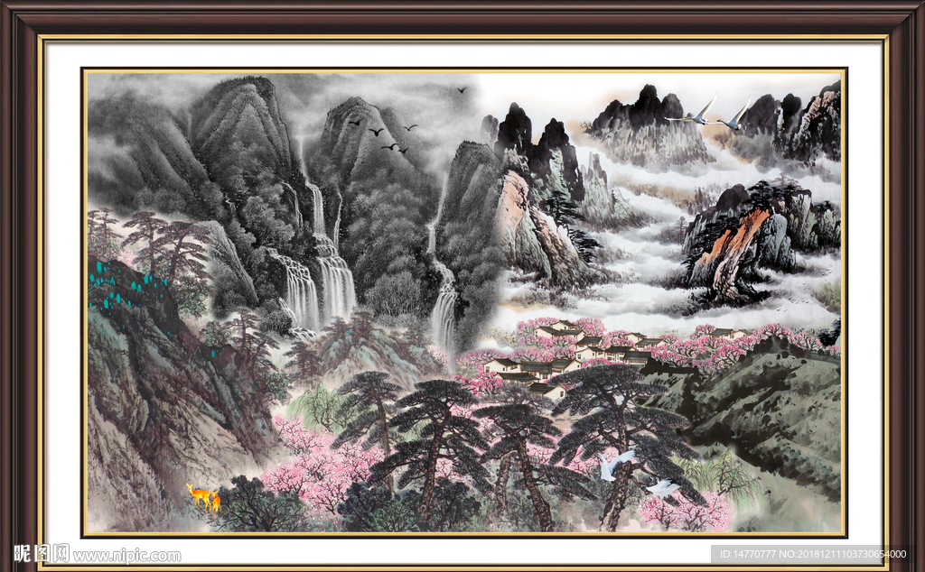 人间仙境 风景画 国画 聚宝盆