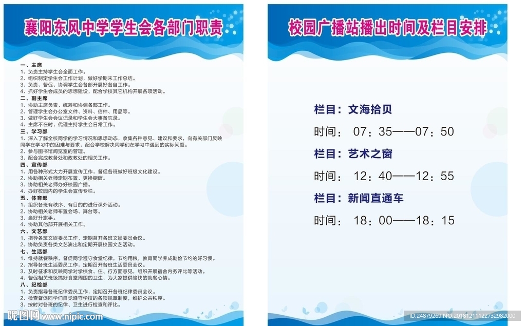 学生会各部门职责展板