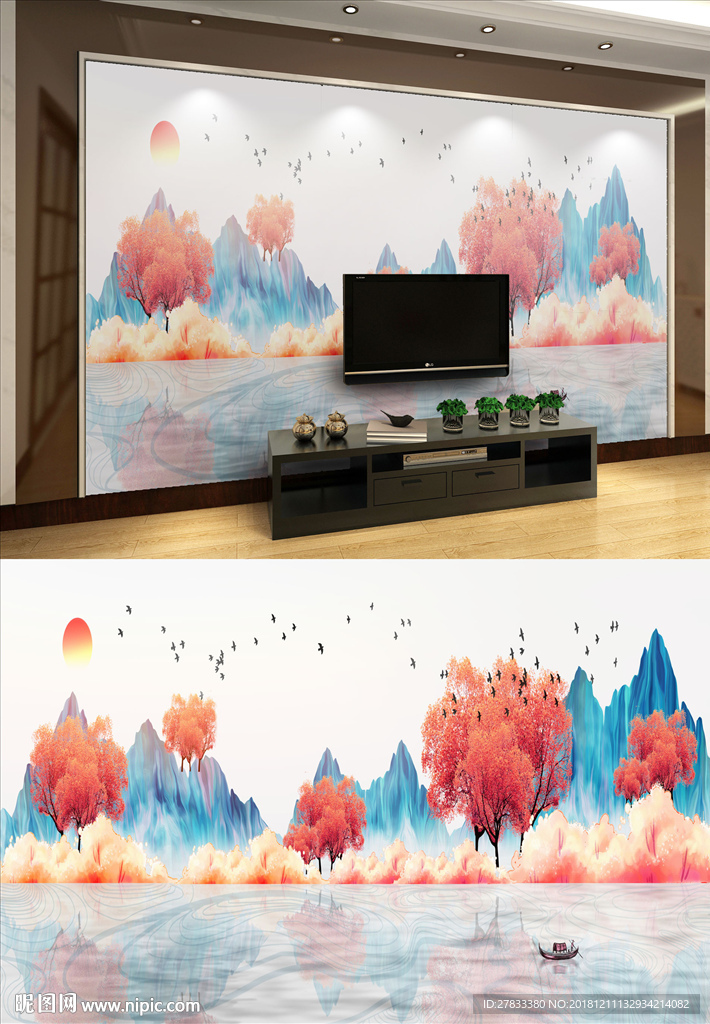 日出电视背景墙