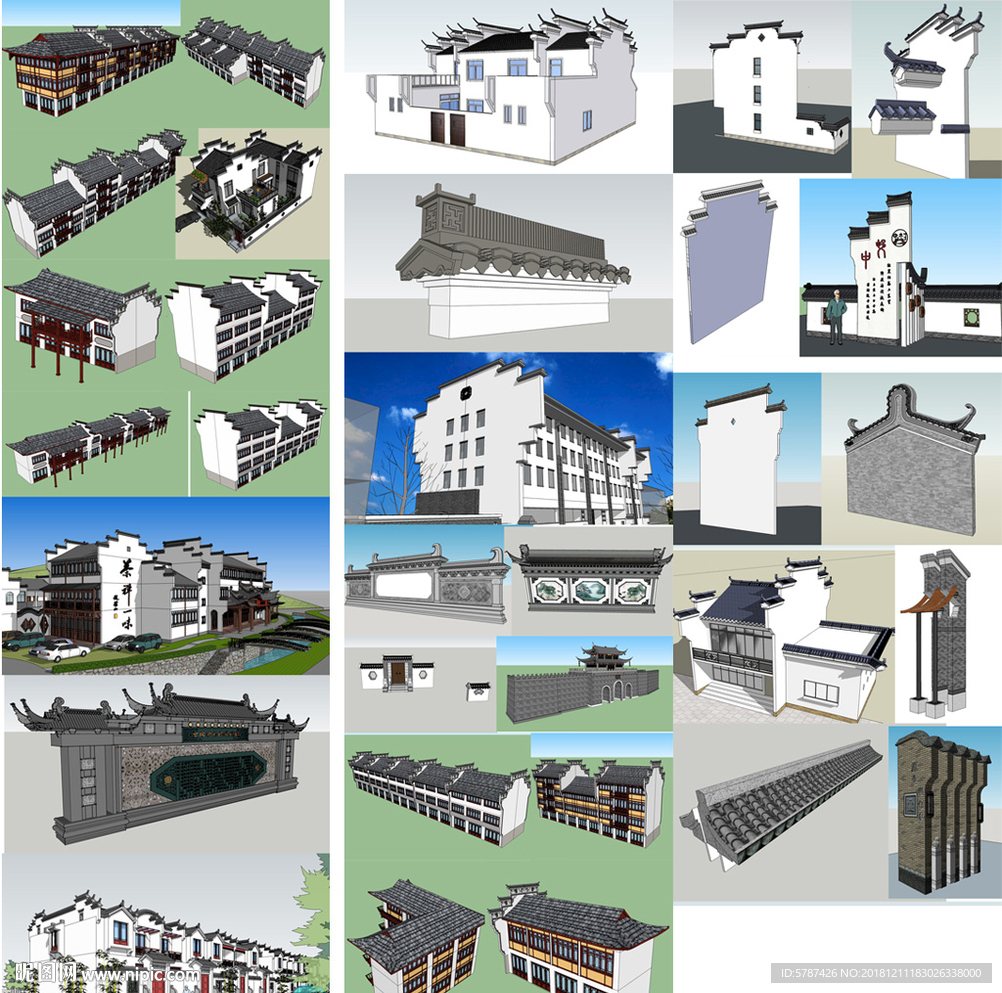 徽派马头墙建筑模型