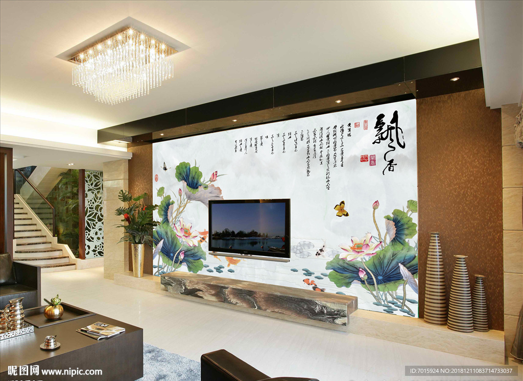 山水情 花藤 手绘花鸟 彩绘