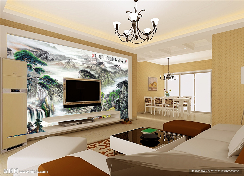 电视背景墙 中式背景墙 室内背