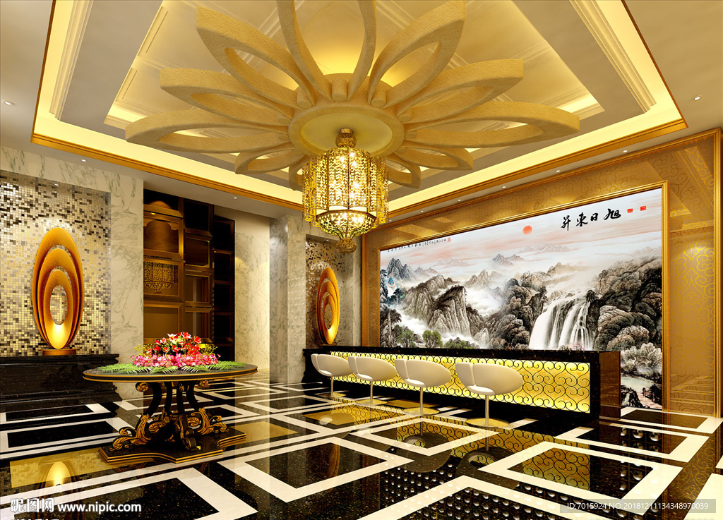 电视背景墙 中式电视背景墙 室