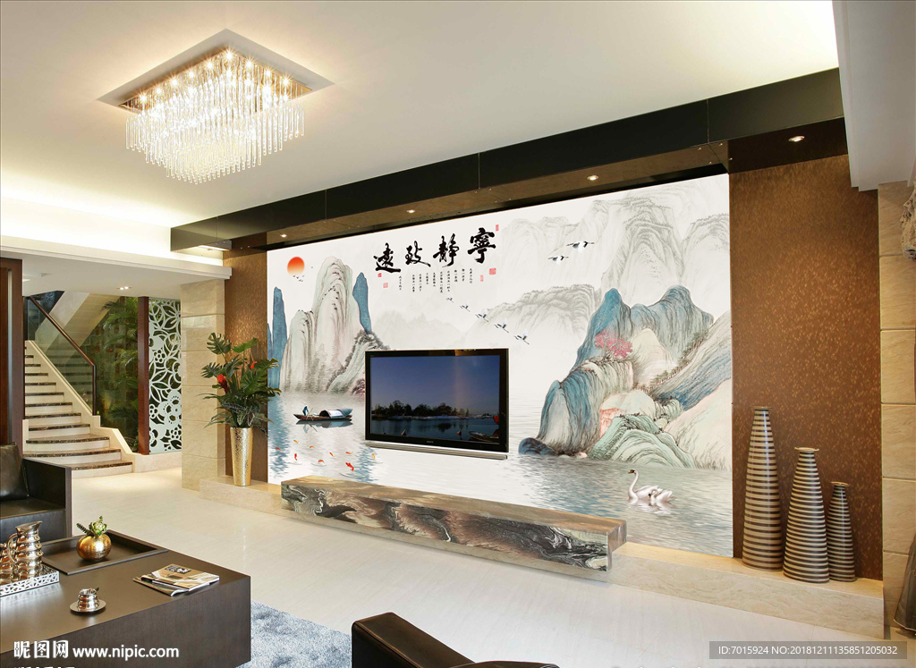 客厅电视墙 客厅墙 客厅壁画