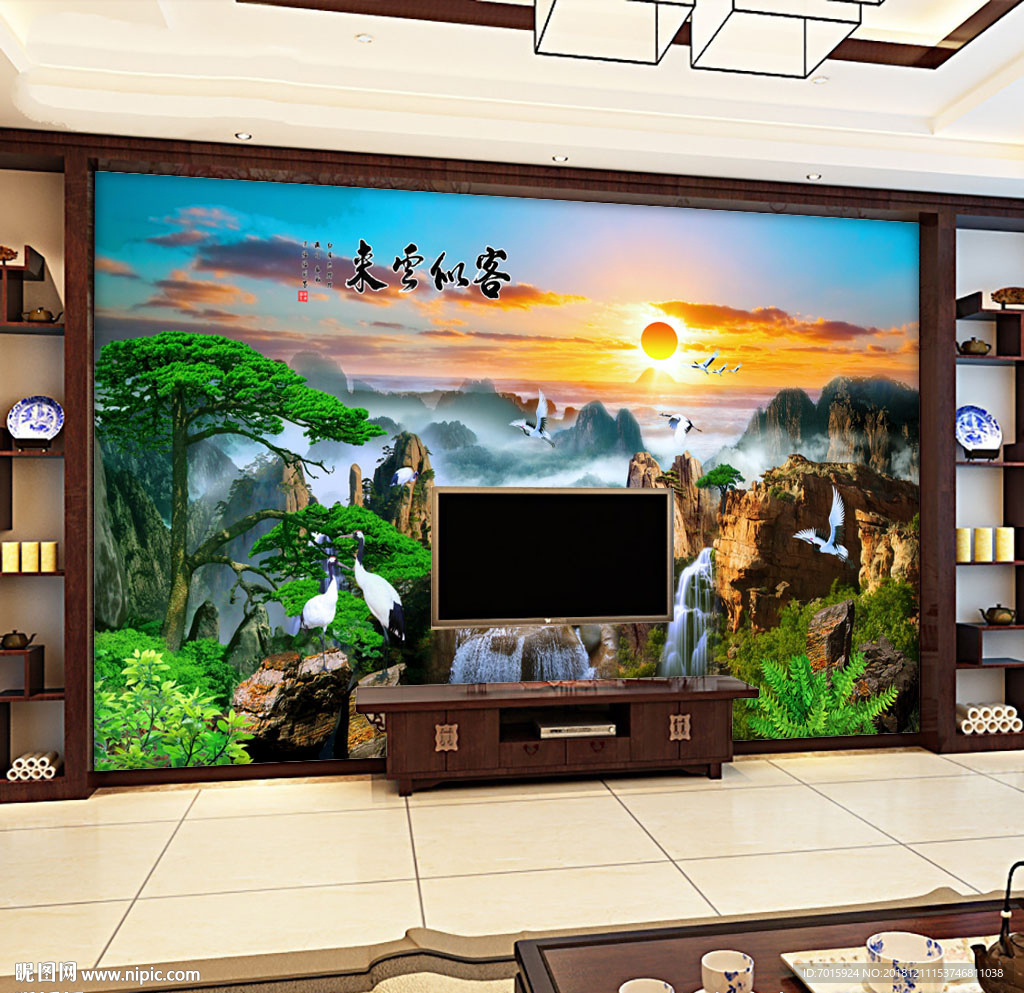 黄山迎客松 山水 风景  装饰