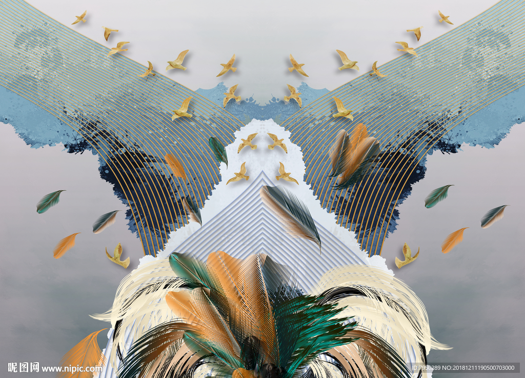 现代简约时尚羽毛背景墙