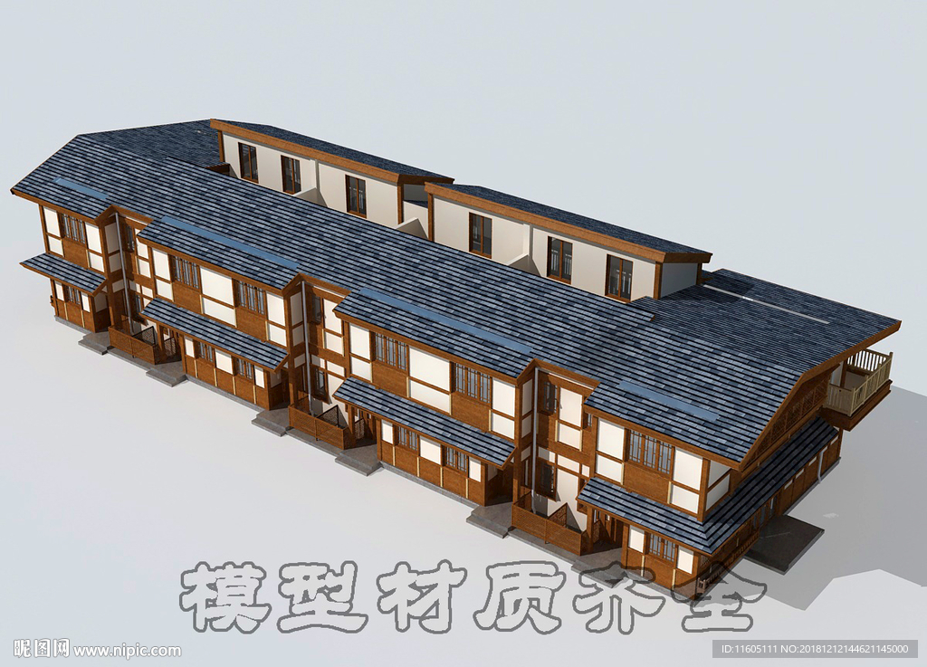 中式住宅楼模型