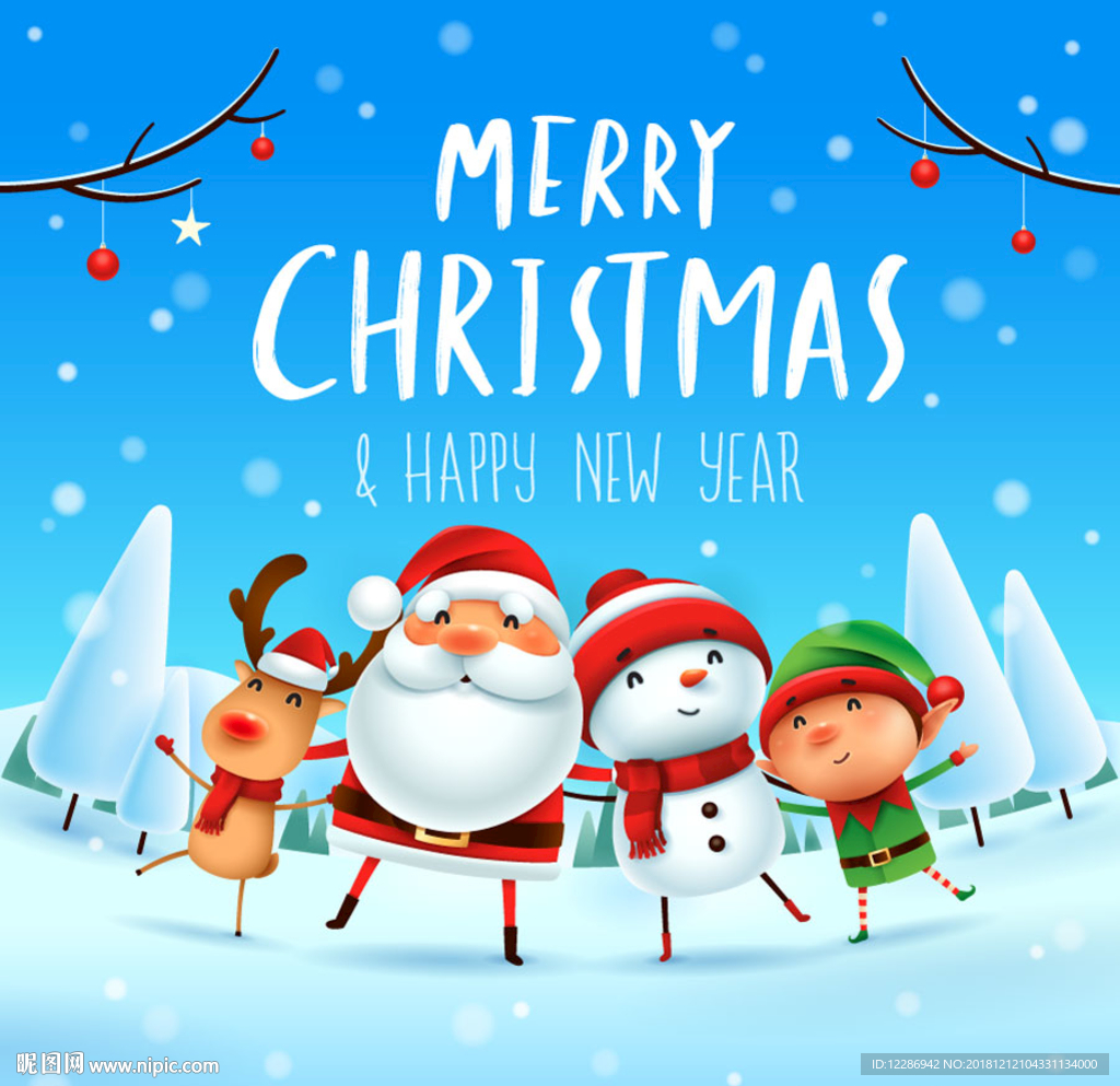可爱圣诞老人麋鹿 圣诞节海报