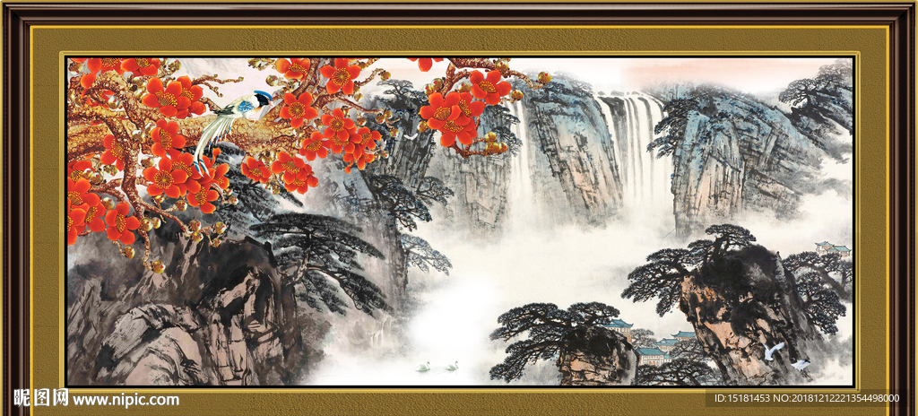 山水画 国画 国画梅花