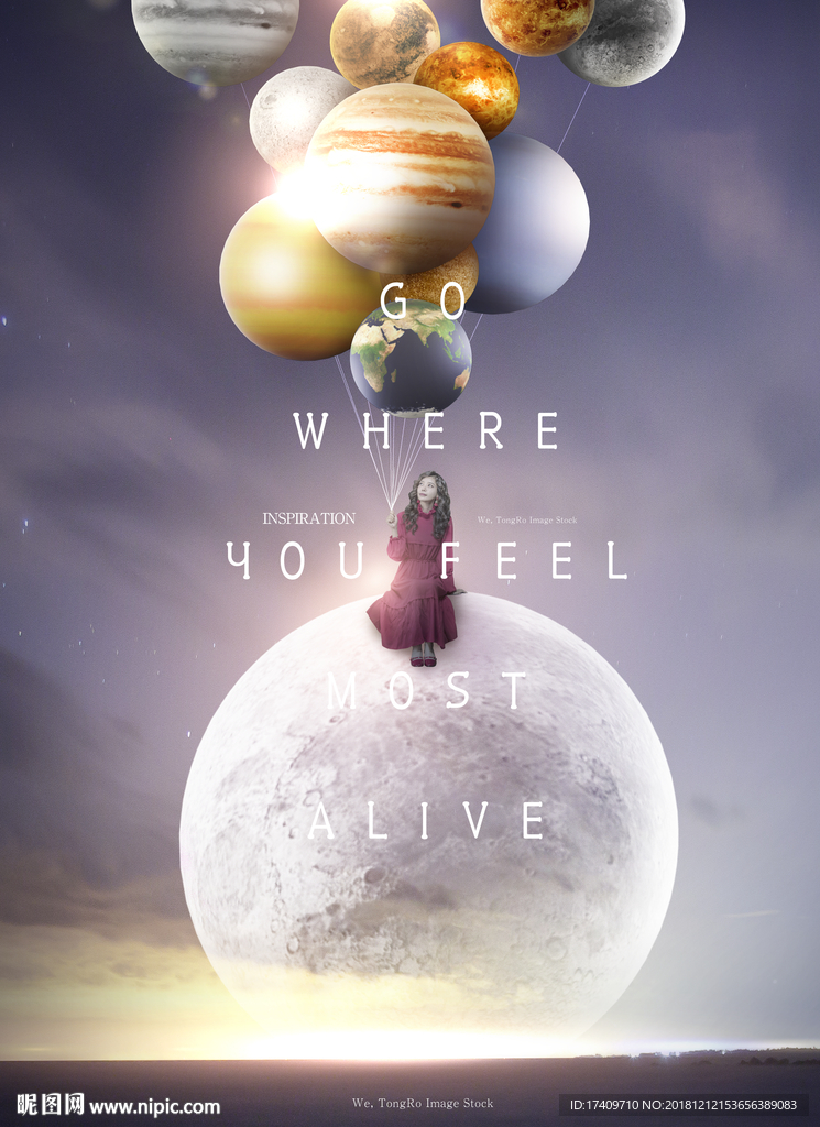 仰望星空的星体的女孩