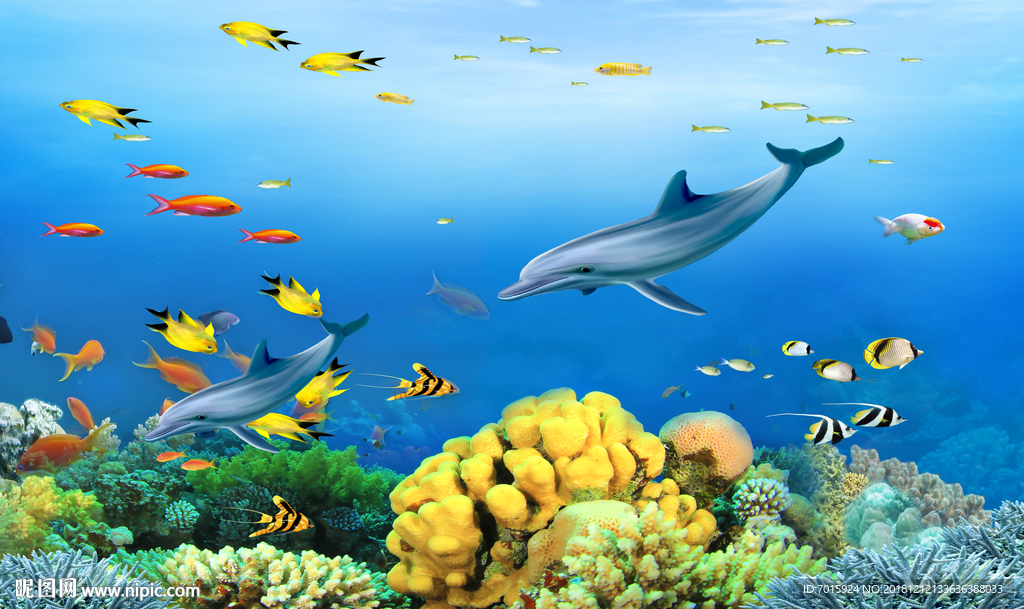 大海背景墙 美丽大海 椰林 海