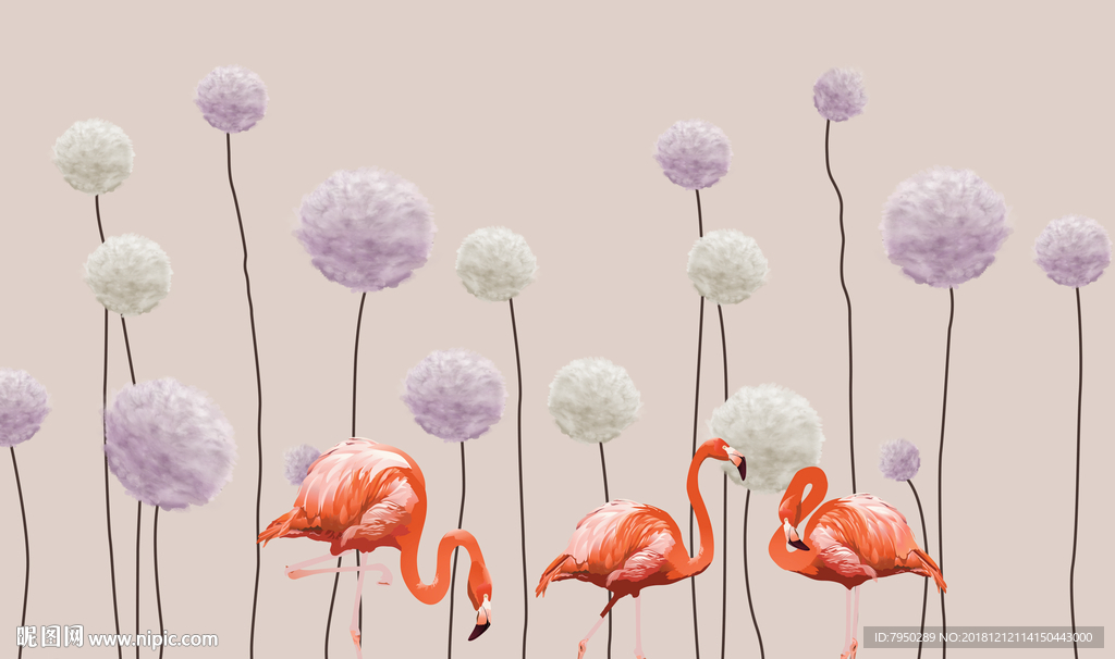 火烈鸟背景墙