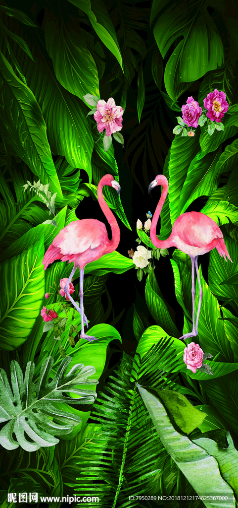 火烈鸟背景墙