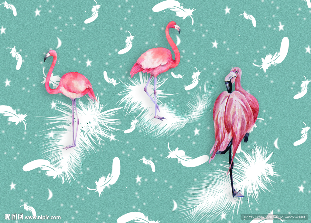 火烈鸟背景墙
