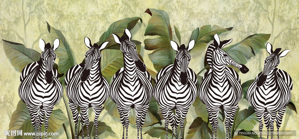 北欧斑马背景墙