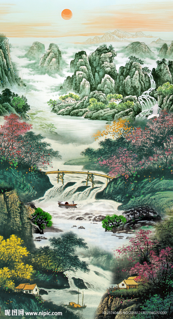 玄关 装饰画 山水国画