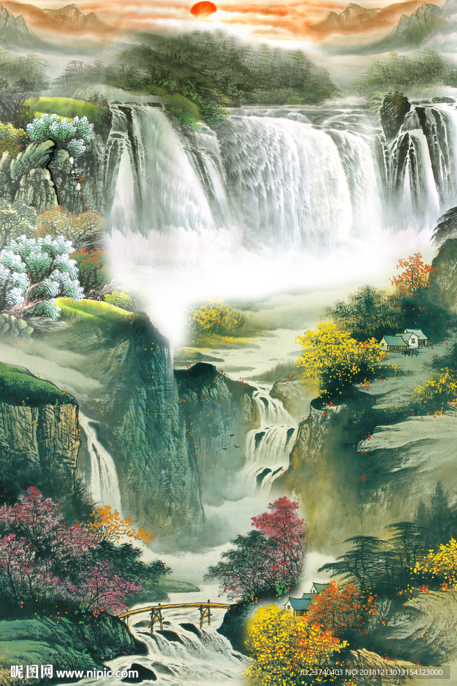 玄关 装饰画 山水国画