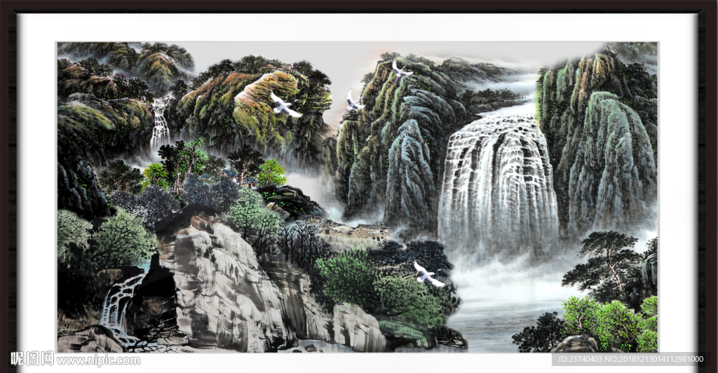 工笔中堂画 山水画 江山多娇