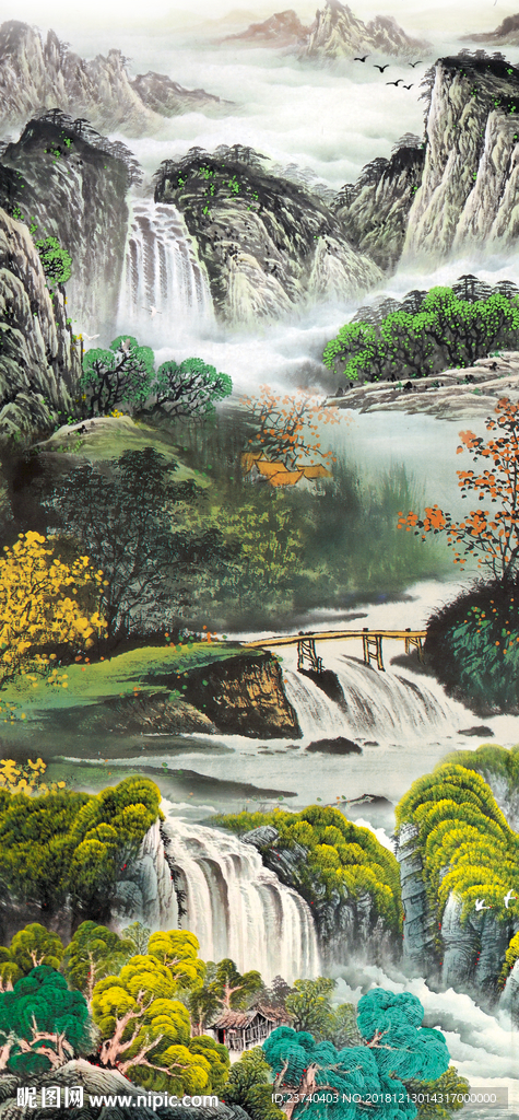 玄关 装饰画 山水国画