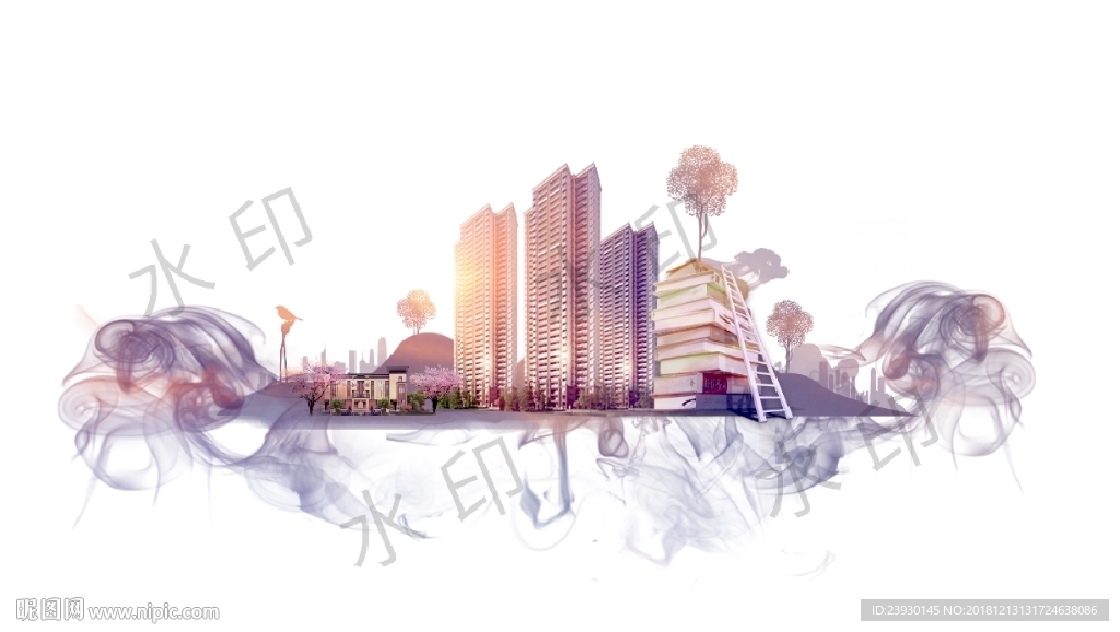 唯美书香水墨城市