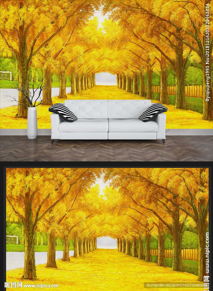 唯美枫叶电视背景墙