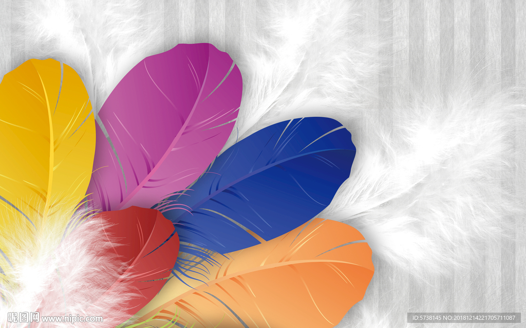 彩色羽毛玄关屏风背景底纹素材艺