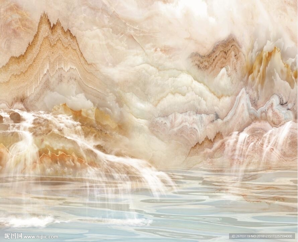 新款大理石纹山水背景墙