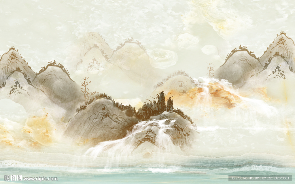 水墨大理石创意玄关屏风背景底纹