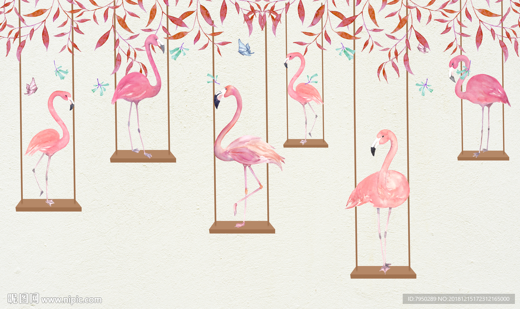 火烈鸟背景墙