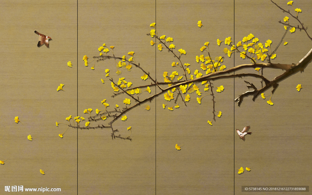 手绘中式玄关屏风背景底纹素材艺