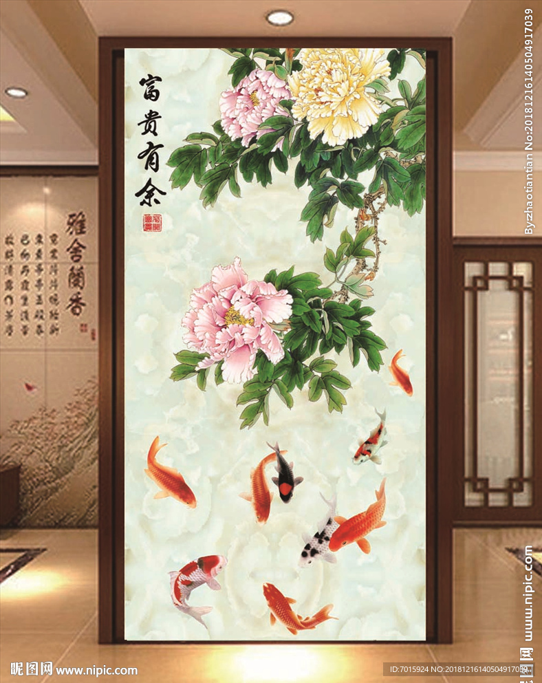 彩雕玄关 白玉兰 浮雕玄关 彩