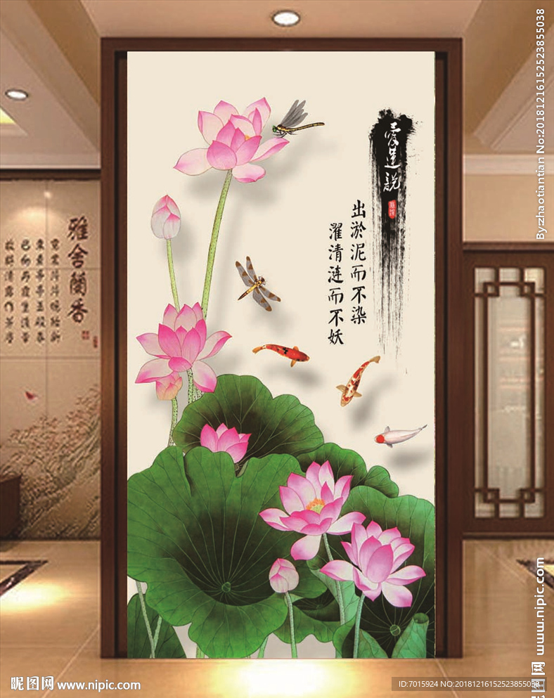 彩雕玄关 白玉兰 浮雕玄关 彩
