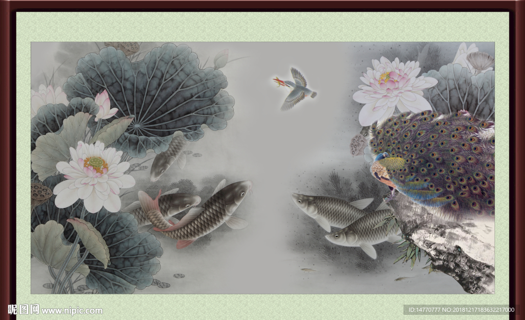 荷花国画