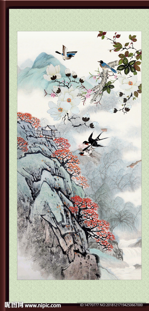 国画花鸟 中堂画  报春图