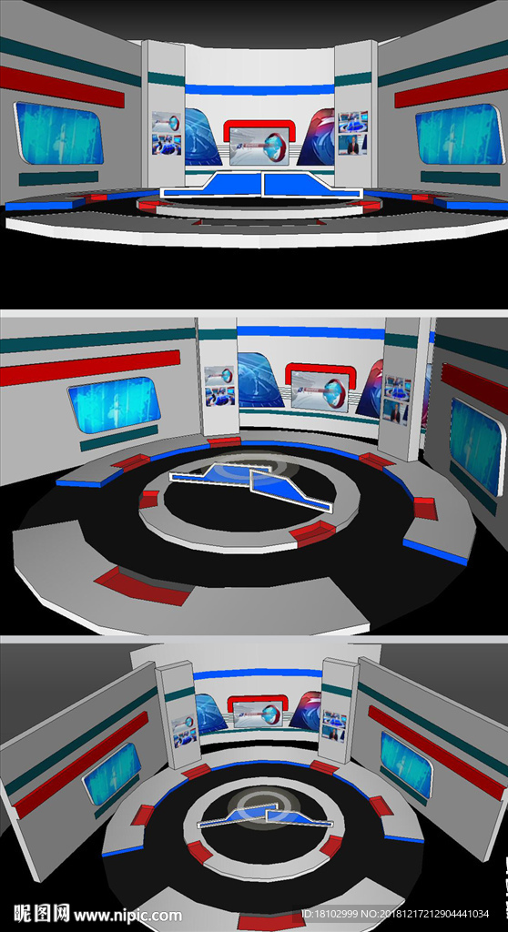 直播室演播室舞台草图SU模型