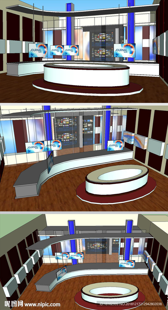 直播室演播室舞台草图SU模型