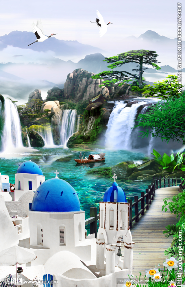 流水生财背景玄关