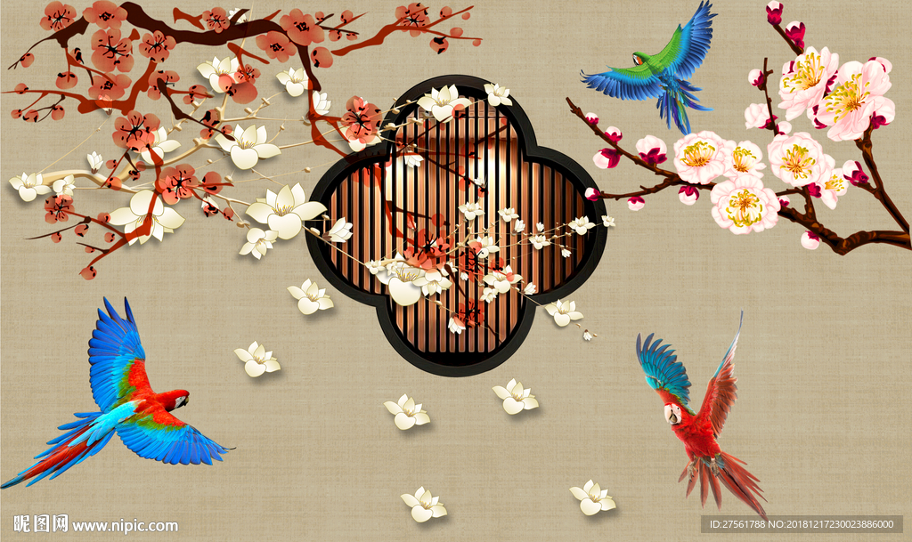 花鸟背景墙