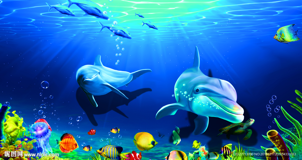 水下世界3D立体海底世界背景墙