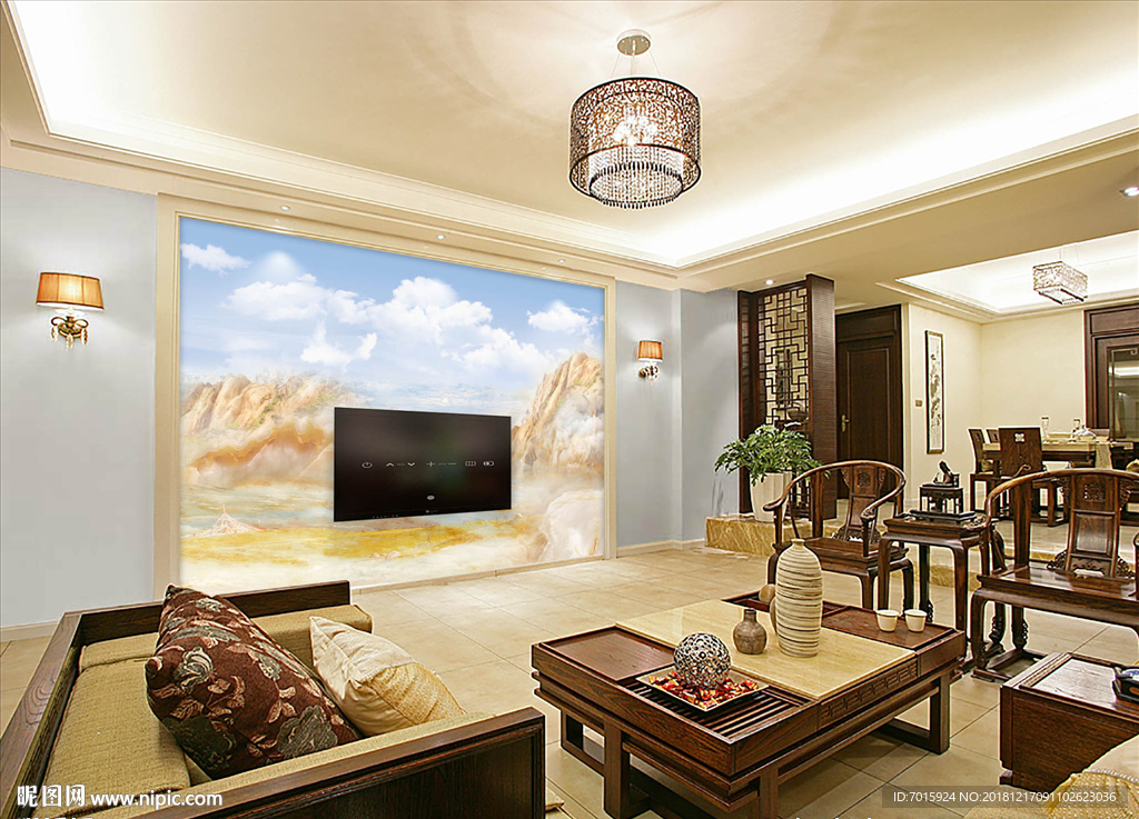 高档石材大理石纹电视背景墙