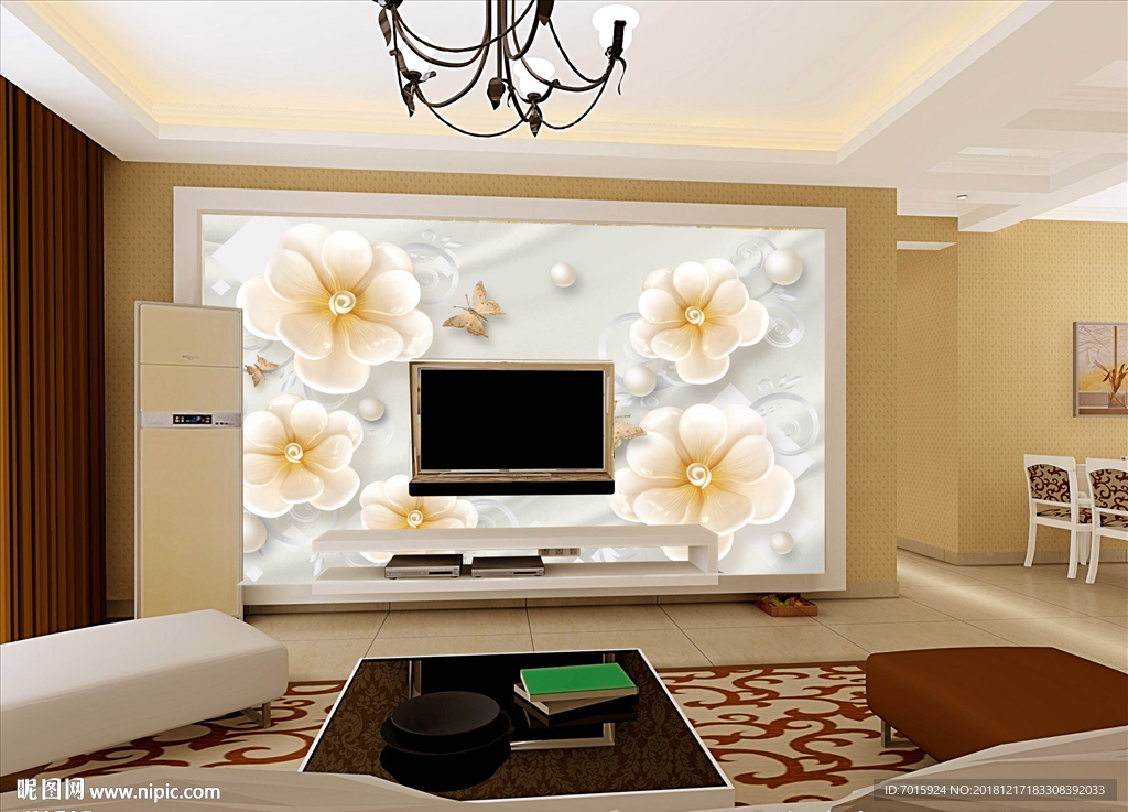 现代时尚浪漫爱情背景墙壁画