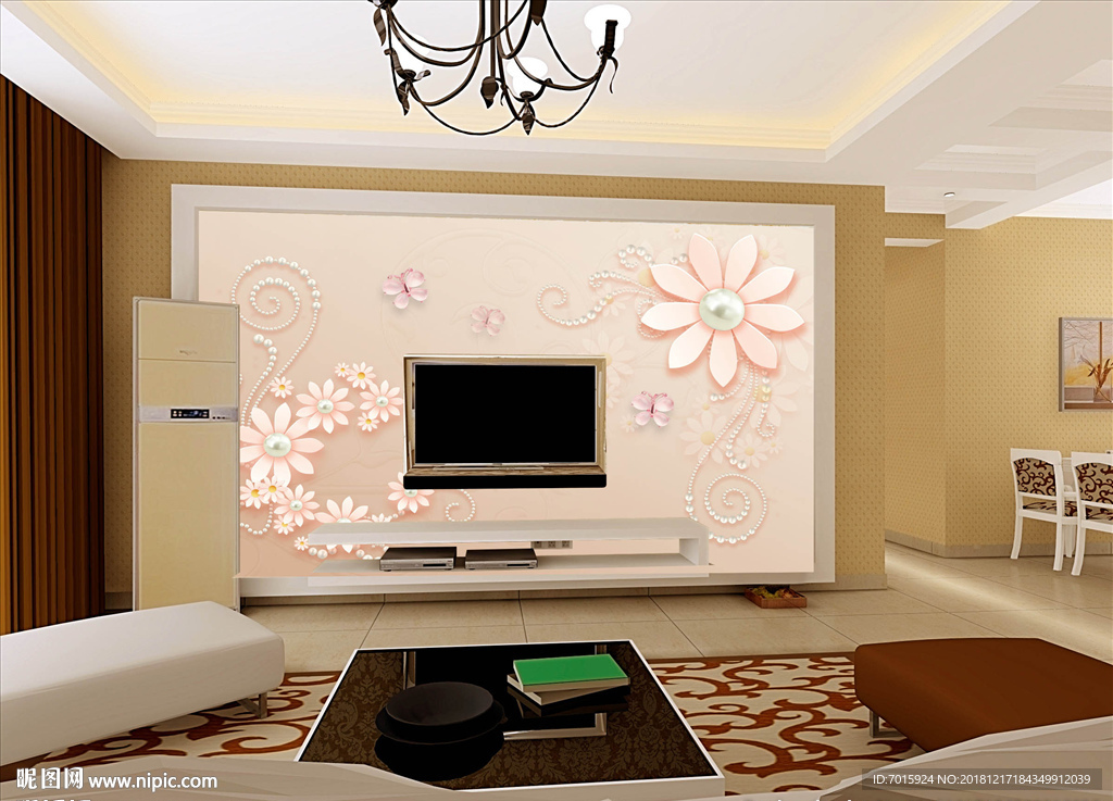 现代简约新中式3D立体壁画