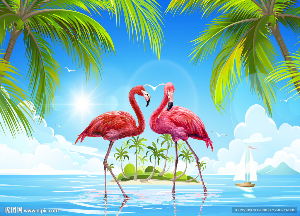 火烈鸟背景墙