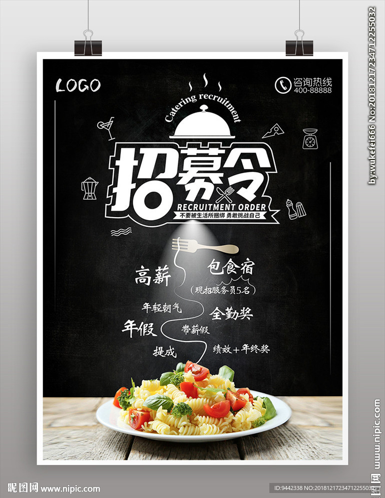 时尚餐饮美食创意西餐厅招聘海报
